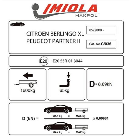 Hakpol - Citroen Peugeot Partner 2 2008 ve Sonrası Çeki Demiri